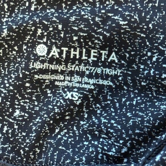 Athleta Lightning Static 7/8 Tight Women’s XS Black White Print Leggings - Picture 4 of 7
